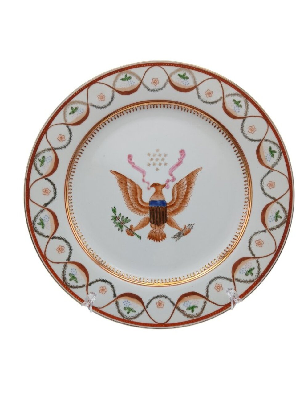 American Eagle Porcelain Plate Macau Export Armorial Decor Wall Plate